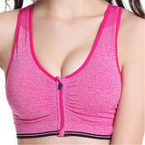 Women Zipper Push Up Sports Bras, Gym Fitness Athletic Running Yoga Vest Sports Tops